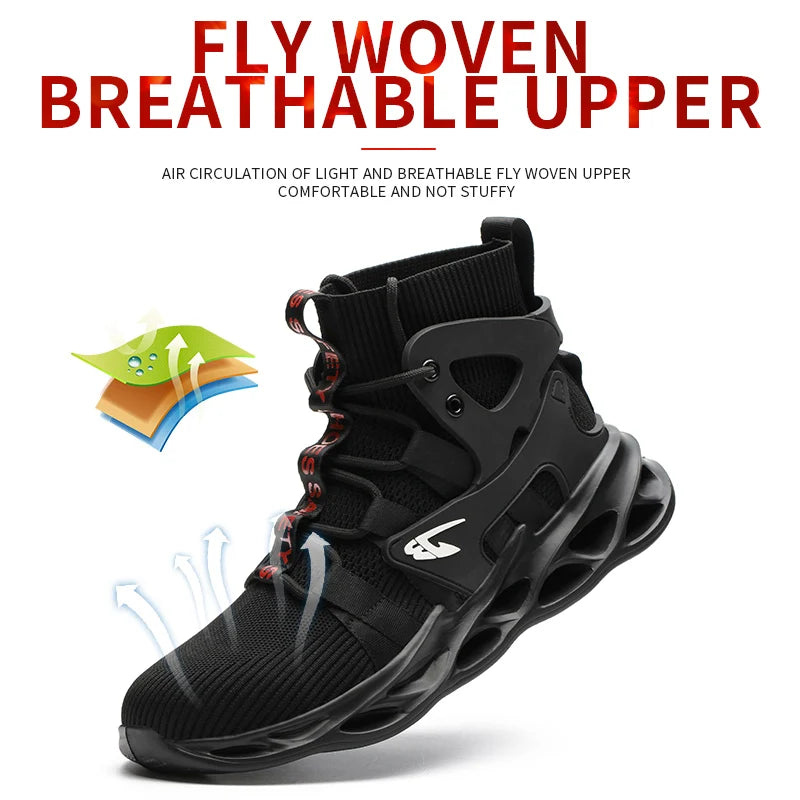 LOR MALE Steel Toe Safety Shoes Men, Anti-Puncture Anti-Smash Non Slip Industrial Work Boots Kevlar-Midsole Protection Tactical Boots
