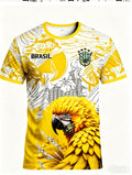 Brazilian football fan art graphic men's T-shirt, football jersey, outdoor sports and fitness, casual fashionChildren's gifts