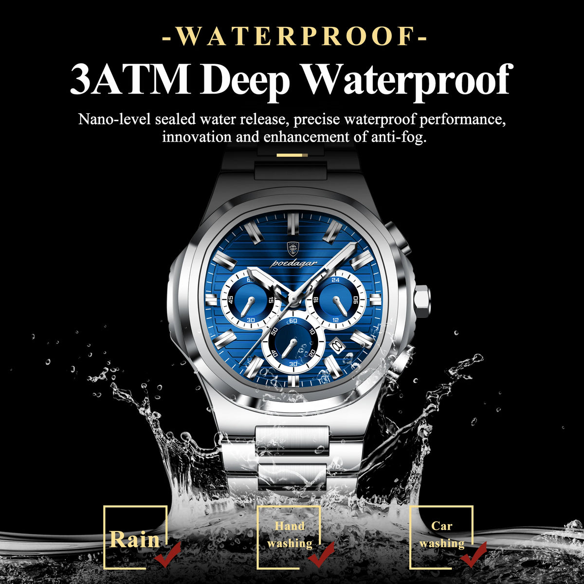 LOR MALE POEDAGAR Top High Quality Man Watch Luminous Waterproof Stainless Steel Men Clock Date Chronograph Quartz Business Men's Watches