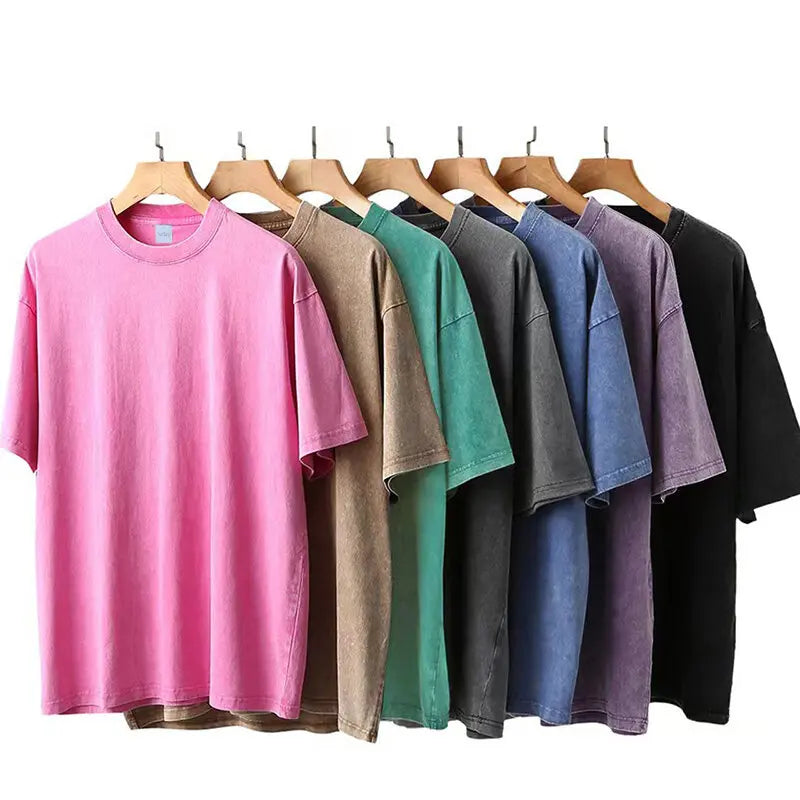 LOR MALE Social Skills Making New Friends Washed Retro Male Women T-Shirts Hip Hop Breathable Tops Casual T Shirt Oversized Cotton T-Shir