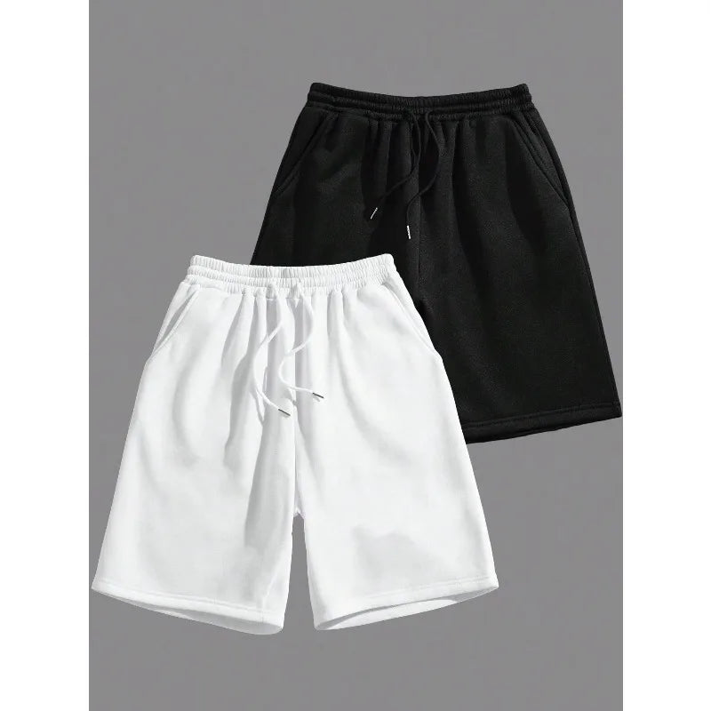 LOR MALE Men's Casual Shorts, Black and White, Fashionable and Versatile, Sporty Style. Summer New Shorts Suitable for Both Men and Women