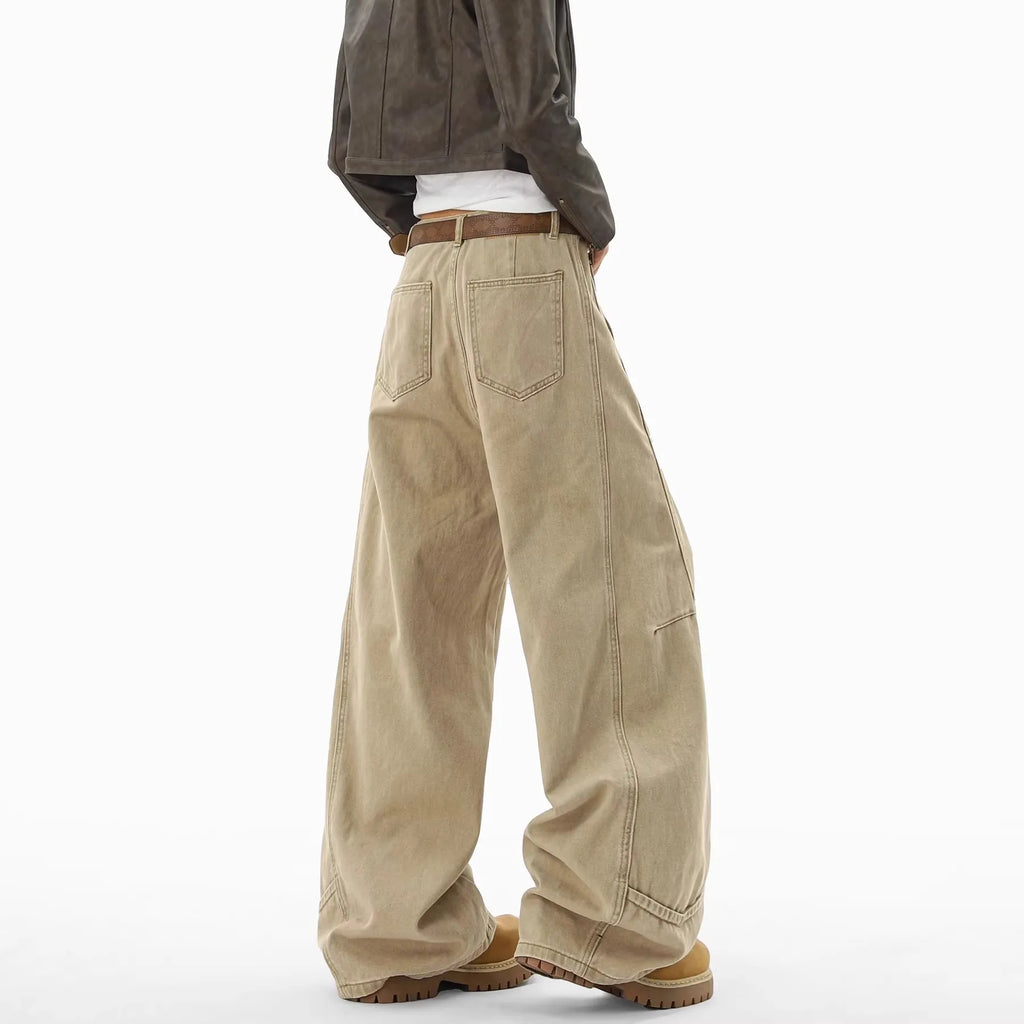 LOR MALE Jeans for Men and Women, Autumn Vintage High Street Workwear, Loose Casual Wide Leg Pants