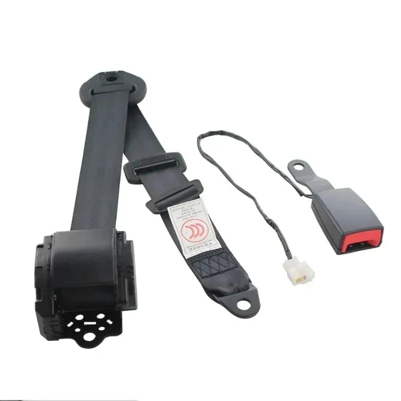 LOR MALE For High Quality Seat Belts 3 Point Universal Safety Belt with Curved Rigid Buckle with Warning Cable Car Belt Accessories