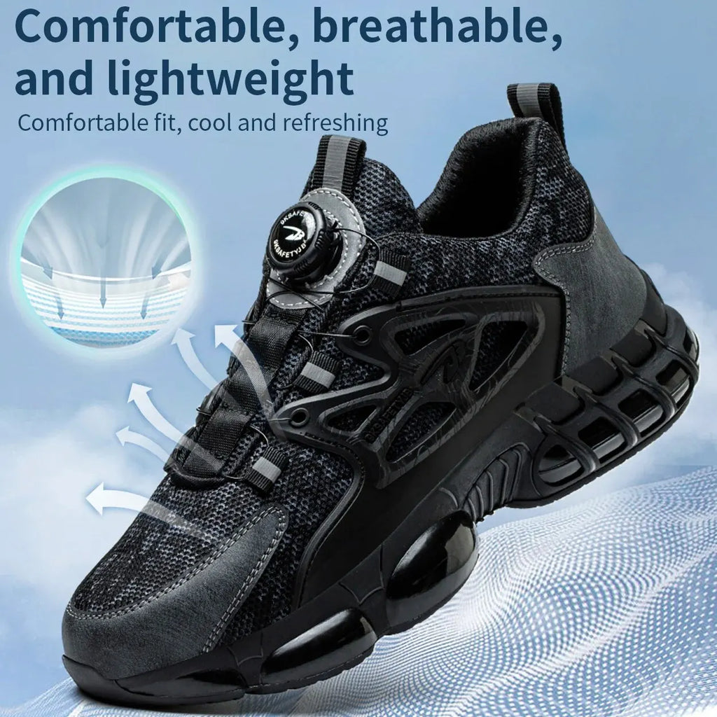 LOR MALE Steel Toe Shoes for Men Indestructible Work Boots Lightweight Safety Shoes Walking Anti-smash Anti-puncture Protective Sneakers