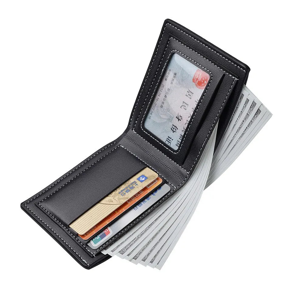 LOR MALE Pu Leather Men Short Wallet Thin Style Folding Young Men Credit