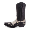 LOR MALE Pointed Toe Embroidered Mid-Calf Boots Snake Print Western Cowboy Men Botines Color-Blocked Slip-On Chelsea Cool Botas Femininas