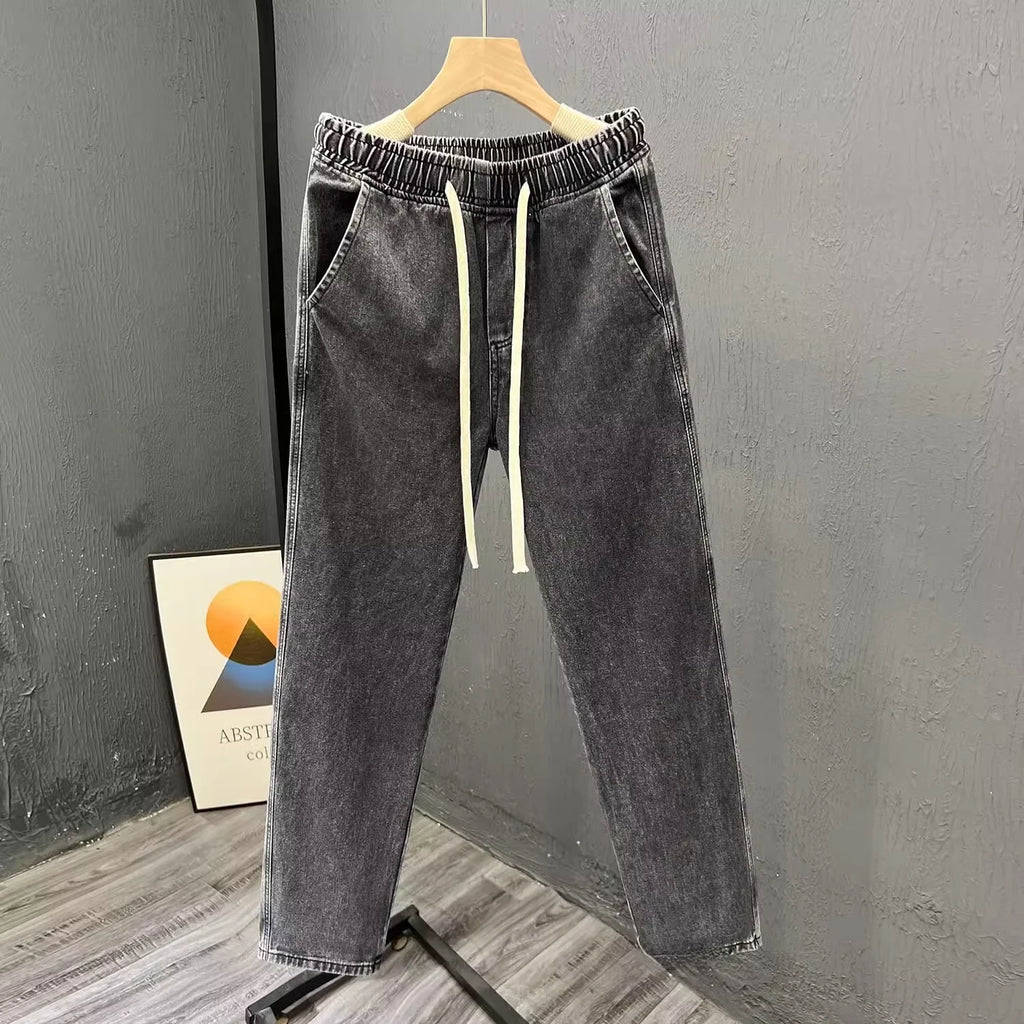 LOR MALE Men's Casual Jeans Thin Straight Leg Wear Resistant Comfortable Spring Autumn Loose Fit Durable Jeans for Work And Leisure