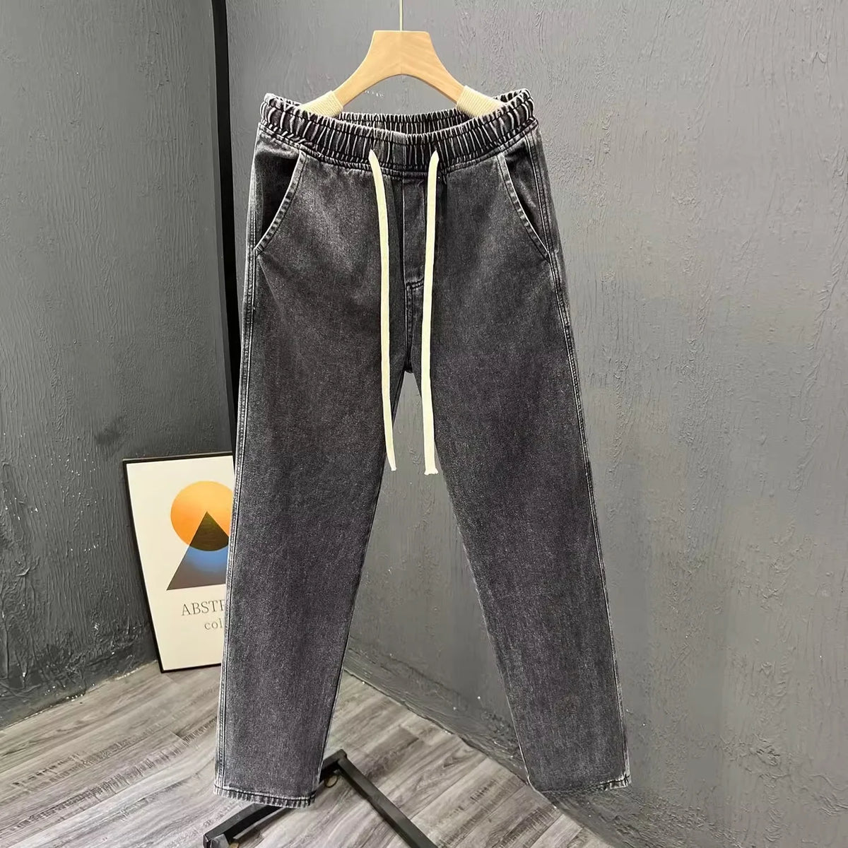 LOR MALE Men's Casual Jeans Thin Straight Leg Wear Resistant Comfortable Spring Autumn Loose Fit Durable Jeans for Work And Leisure