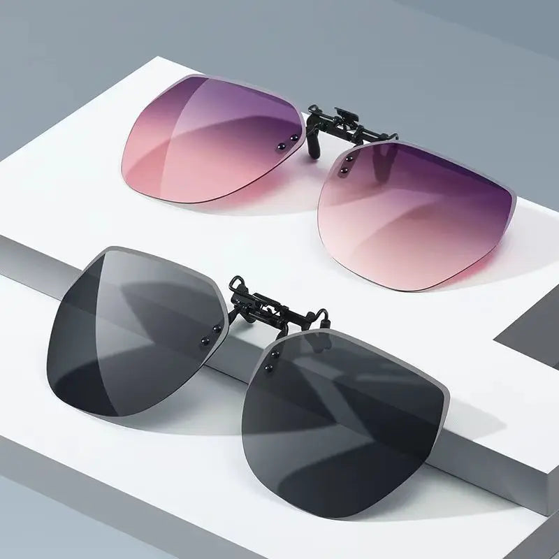 LOR MALE Polarized Clip On Sunglasses Men Women Photochromic Car Driver Goggles Night Vision Glasses Anti Glare Vintage Square Glasses