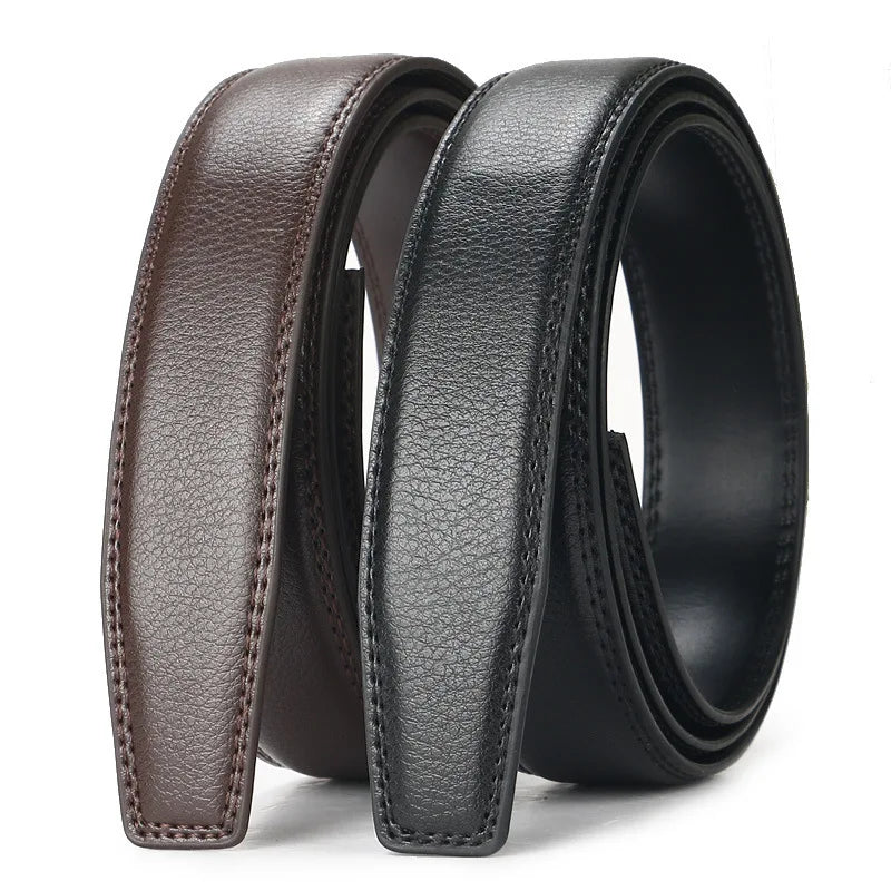 LOR MALE High Quality Black Brown Men’s Belt, Genuine Leather Material, Adjustable Automatic Ratchet Buckle, Cuttable Business Belt