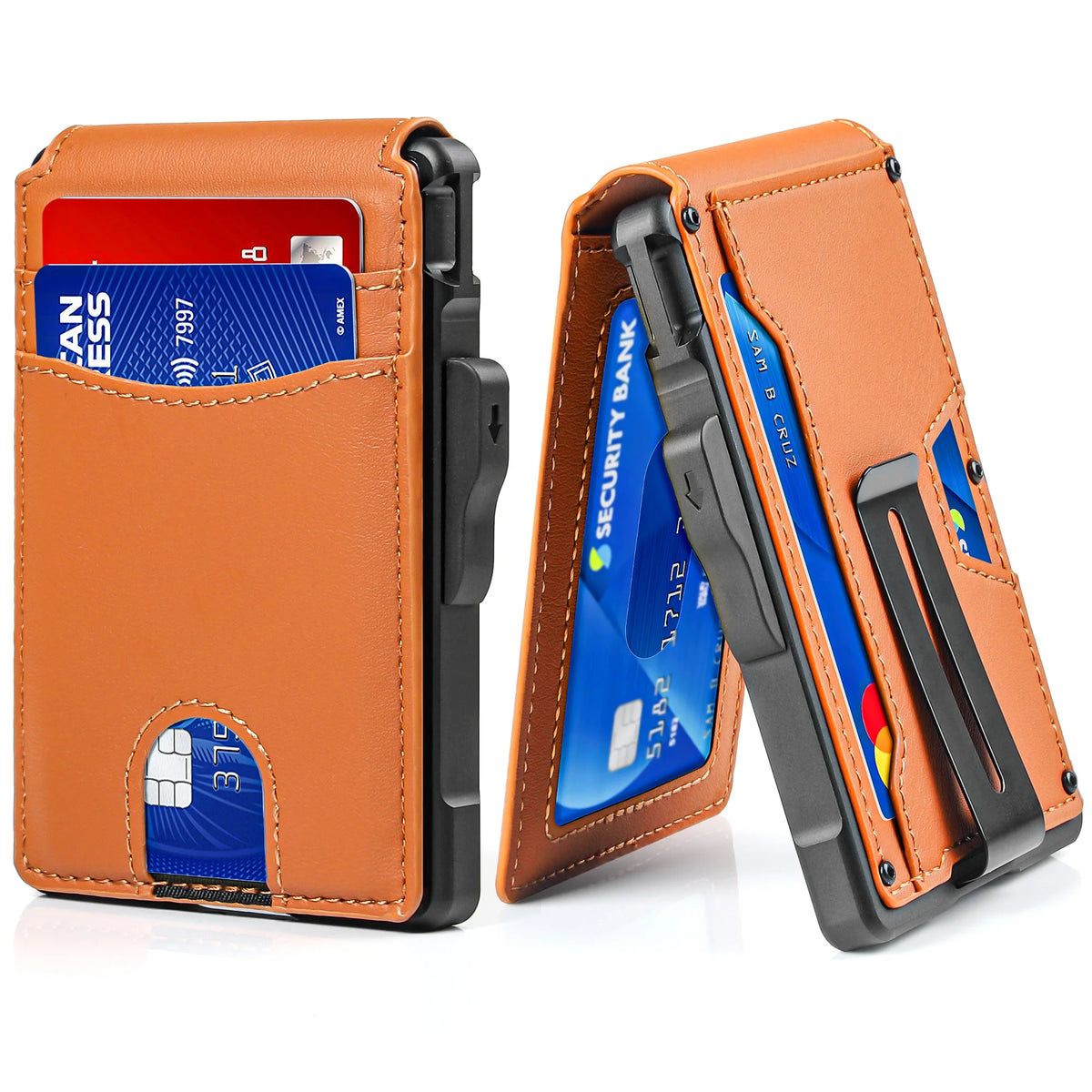 LOR MALE Wallet for Men, Mens Minimalist Wallet 9-13 Cards, Slim Compact Wallet with Money Clip & ID Window, RFID Blocking Smart Pop Up C
