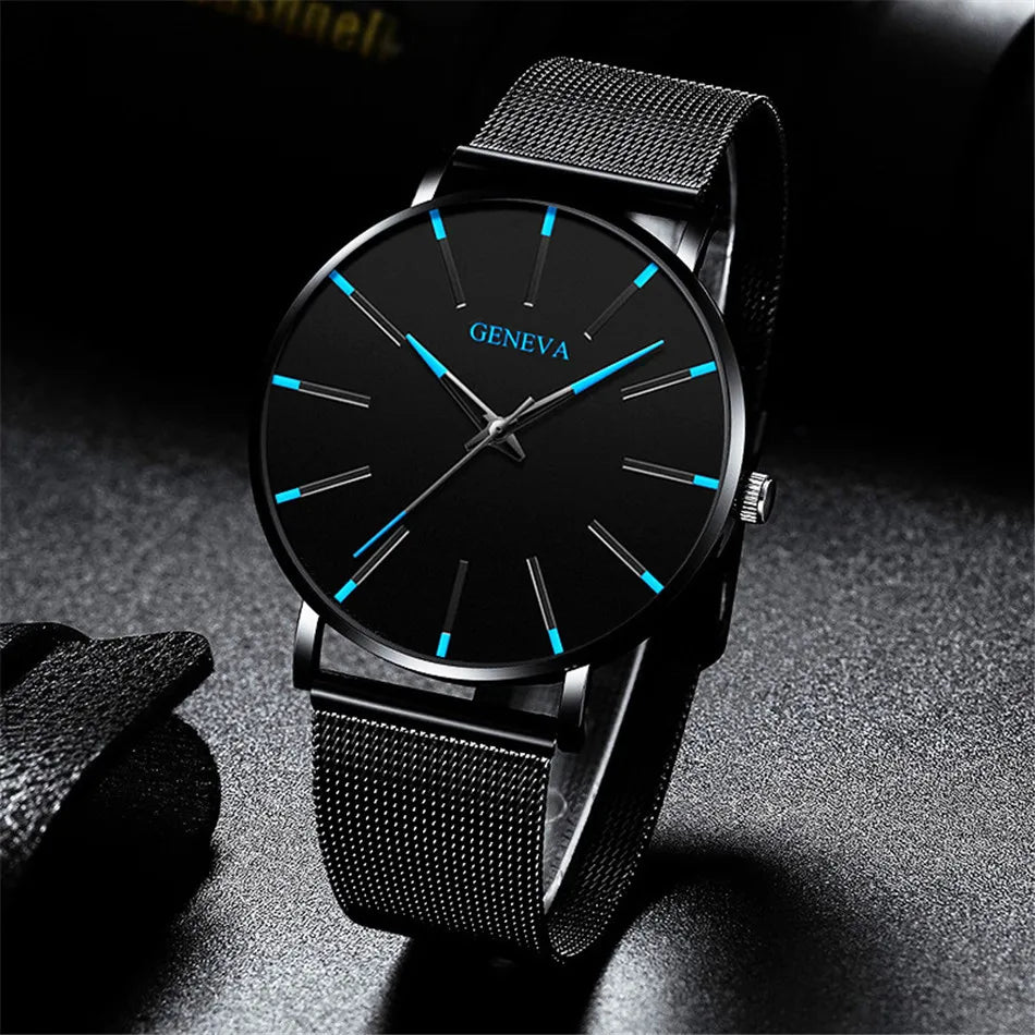 LOR MALE Watches Top Brand Luxury Quartz Watch Men Casual Slim Mesh Steel 3