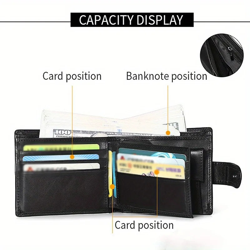 LOR MALE Genuine Leather Wallet, Rfid Anti-Theft Brush, Anti-Magnetic, Short Coin Purse