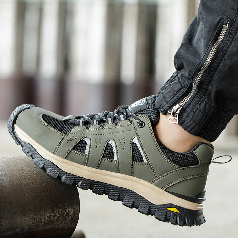 LOR MALE Steel Toe Safety Shoes Men Work Safety Boots Lightweight Breathable Comfortable Sneakers Men Boots Slip-Resistant Shoes