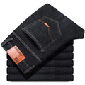 LOR MALE 2025 NEW Men's Fashion Business Jeans Classic Style Casual Stretch Slim Jean Pants Male Brand Denim Trousers Black Blue