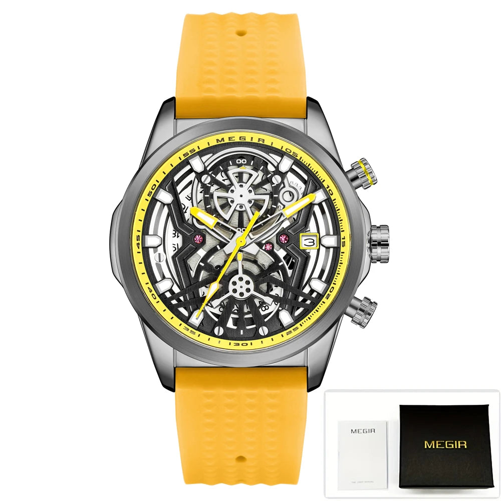 LOR MALE Sport Chronograph Watches Top Luxury Brand MEGIR Quartz Waterproof Man WristWa