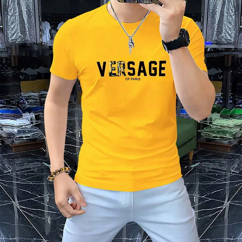 LOR MALE Short Sleeved T-shirt 3d Letters Design Trendy Male Tees Breathable Versatile