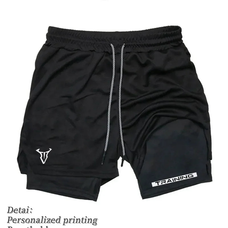 LOR MALE Men Running Shorts 2 in 1 Double-deck Sport Shorts Sportswear Gym Fitness Short Pants Training Jogging Bottom Men's Clothing