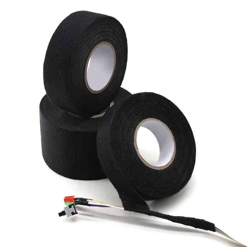 LOR MALE 1/3/5 Roll Heat-resistant Adhesive Cloth Fabric Tape 9-50mm For Automotive Cable Tape Harness Wiring Loom Electrical Heat Tapes
