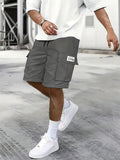 LOR MALE Men's work shorts; summer comfort; multi-pocket; outdoor leisure sport beach pants; elastic waistband