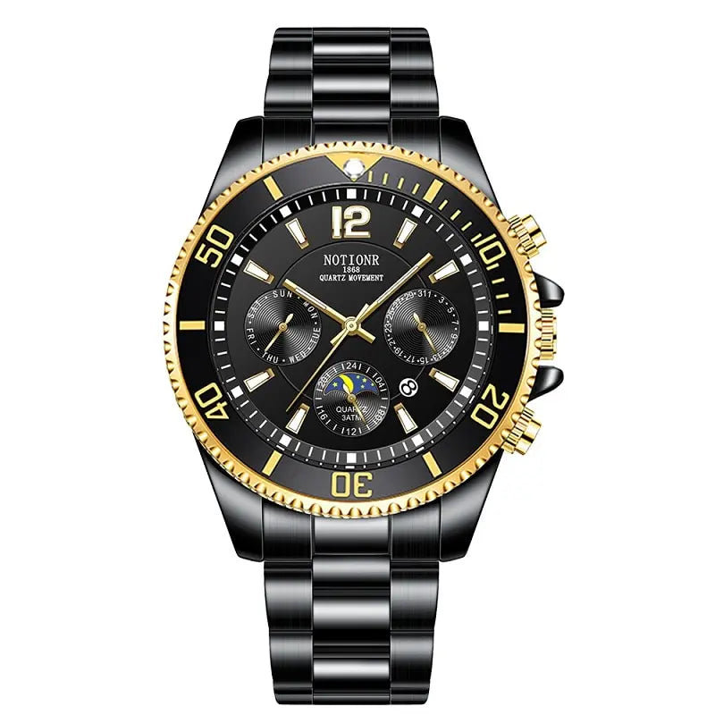 LOR MALE Watches Sport Waterproof Stainless Steel Quartz Watch Luxury Man Business Lumi