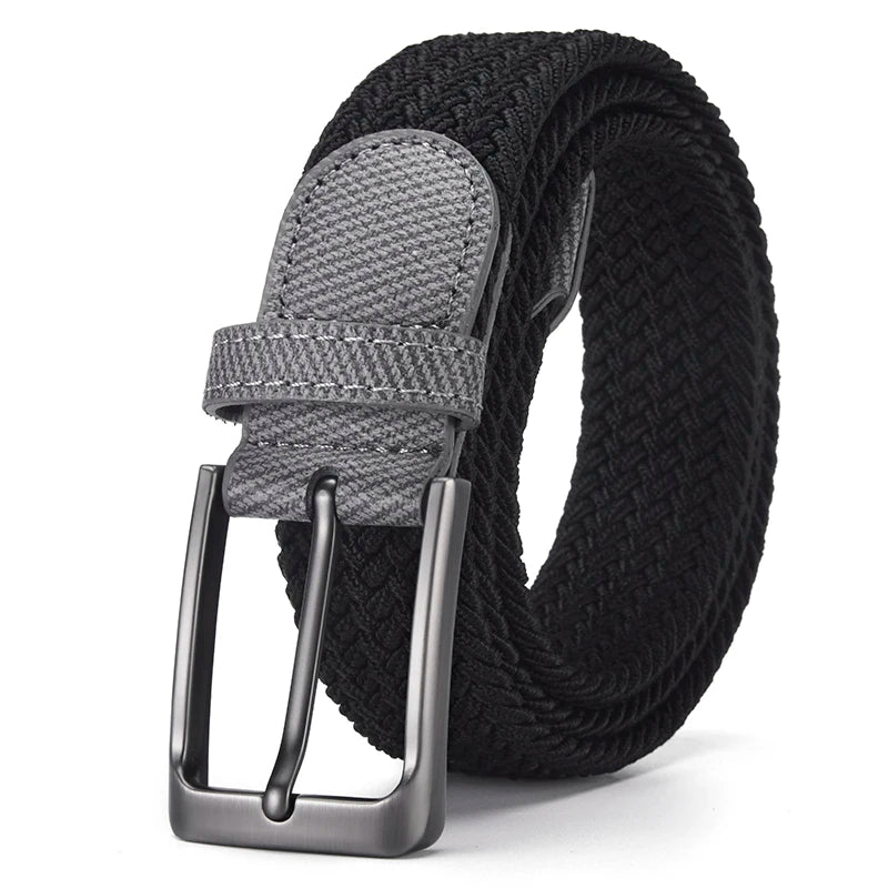 LOR MALE New Fashionable Men's Elastic Belt Pin Buckle Belt High Quality Men's Outdoor Casual Belt Simple Men's Clothing Accessories