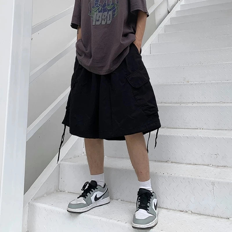 LOR MALE Wide Leg Shorts Men Short Oversize Vintage Men's Shorts for Summer Clothing Mens Sports Bermuda Running Workout Cargo Pants