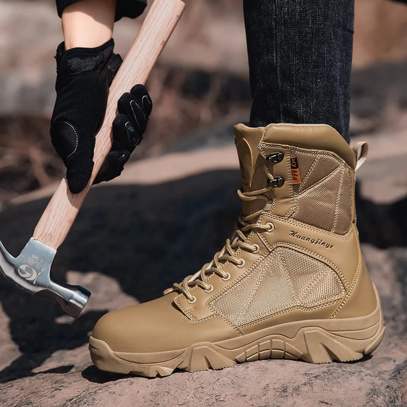 LOR MALE High-Top Anti-Smashing Work Boots Outdoor Waterproof Safety Shoes Steel Toe Non Slip Men's Boots Fashion Protective Men Shoes