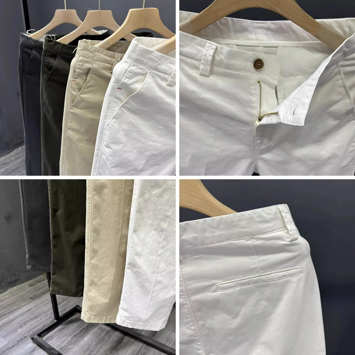 LOR MALE Simple White Casual Pants Men's Summer Trendy Brand Slim Straight Pants Spring Autumn Men's Nine Points Business Cotton Elast...