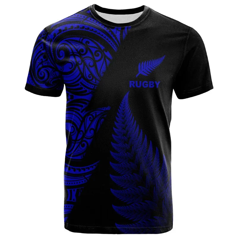 Summer New Zealand Maori Rugby Ball Printed T-shirt Sports Fitness Men's Quick Drying T-shirt Fashion Hawaiian Sportswear Top