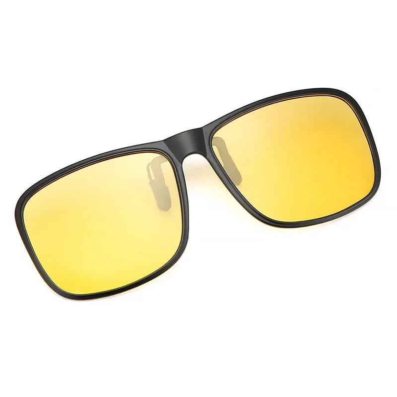 LOR MALE Polarized Clip On Sunglasses Men Car Driver Goggles Night Vision Glasses Anti Glare Vintage Square Glasses UV400 Shades Oculos