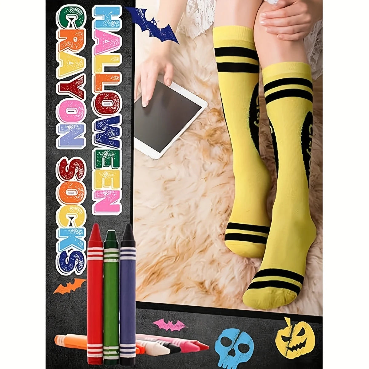 LOR MALE 1 Pair of Socks with Random Colors, Football Socks, Sports Socks, Basketball Socks, Pure Cotton, Sweat-Absorbent, Breathable, Odor-Free, Crayon Socks, Colorful Striped Over-The-Knee Socks, Fashionable and Novel, Soft and Snug
