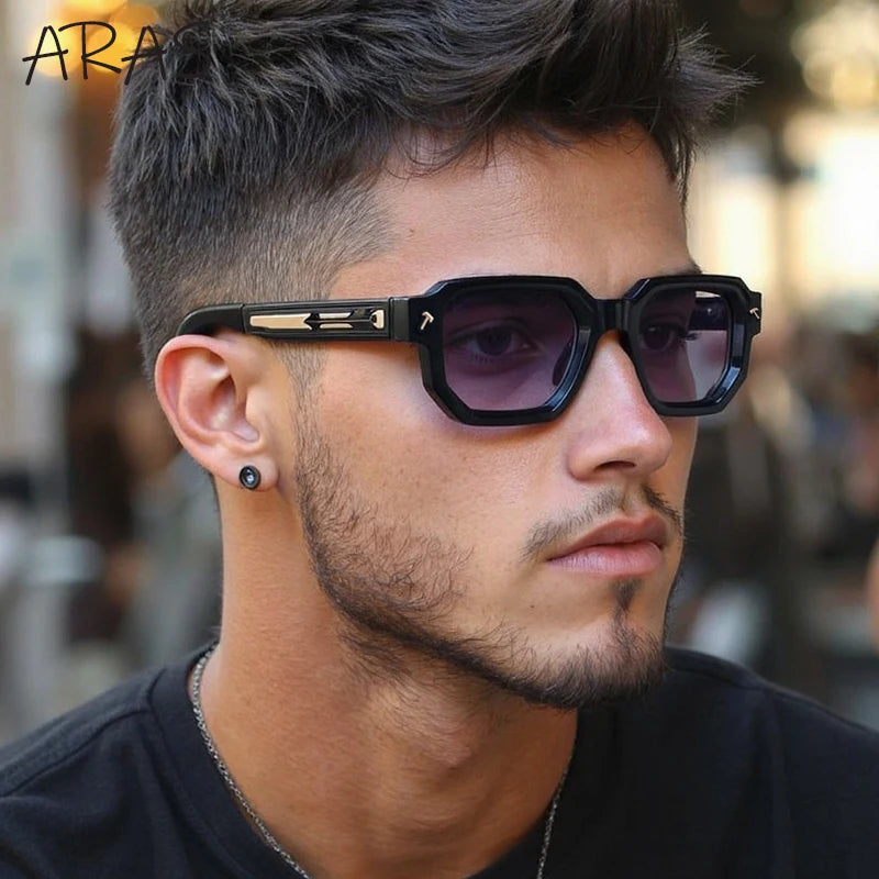 LOR MALE Polarized Square Sunglasses Men 2026 Luxury Brand Vintage Rectangle Sun Glasses Classic Driving Eyewear For Male UV400 Shades