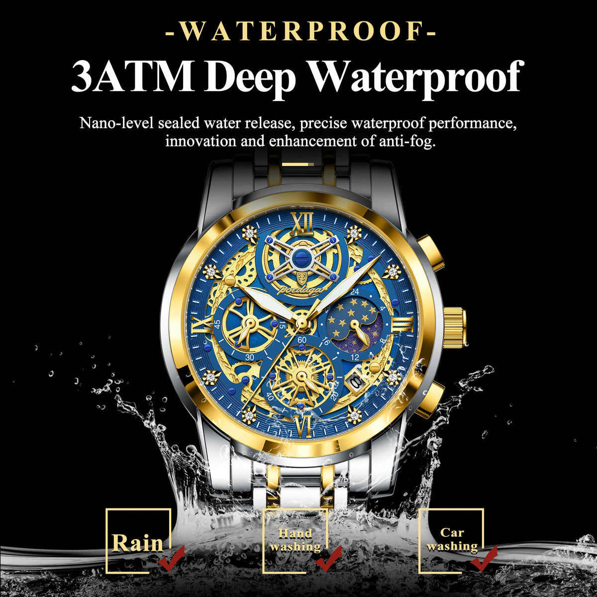 LOR MALE POEDAGAR Luxury High Quality Man Watch Waterproof Luminous Chronograph Date Men Watch Stainless Steel Quartz Men's Watches Reloj