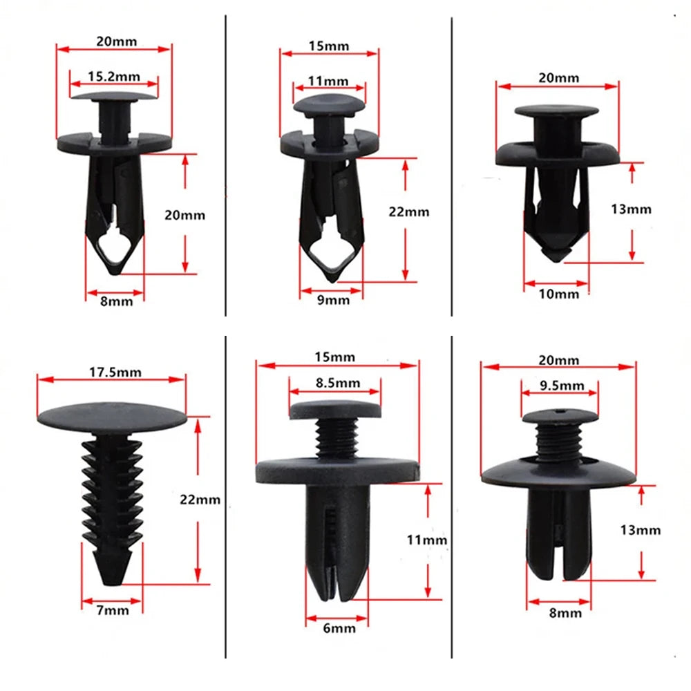 LOR MALE 190pcs Car Retainer Clips 6 Sizes Fasteners Automotive Plastic Clips Kit Auto Trim Panel Clip Mixed Car Body Bumper Rivet