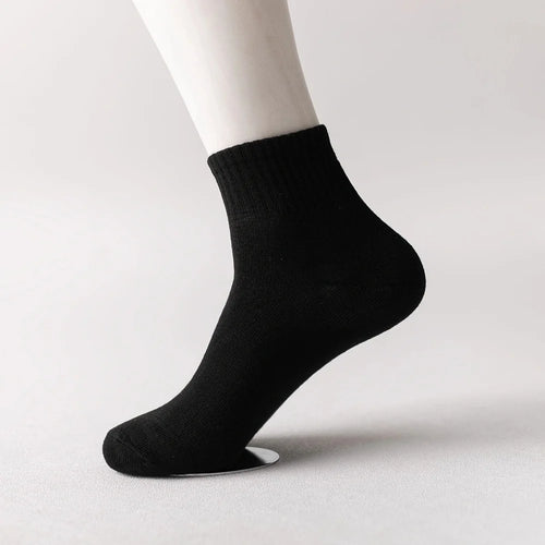 LOR MALE 10 Pairs of Men's Mid-Calf Socks Cotton Socks for All Seasons, Solid Color and Versatile