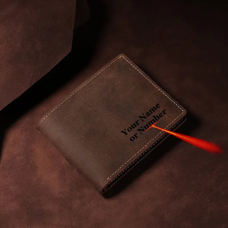 LOR MALE Custom Wallets with Names Leather Wallet Genuine Leather Men Wallets Personali