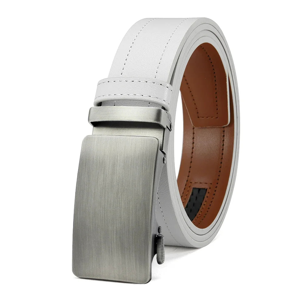 LOR MALE Men's Belt Metal Luxury Brand Automatic Buckle High-quality PU Leather High-quality Men's Business Casual Belt Multi-color