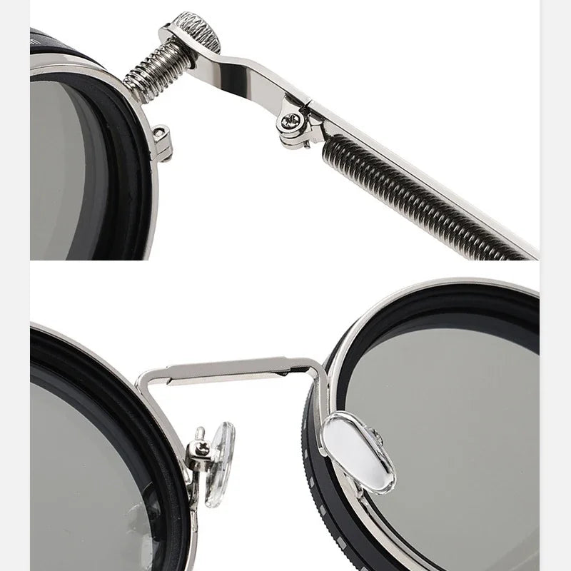 LOR MALE Polarized Round Sunglasses Men ND9 Adjustable Dimming Sun Glasses Women Retro Punk Fishing Eyeglasses Outdoor Shades UV400