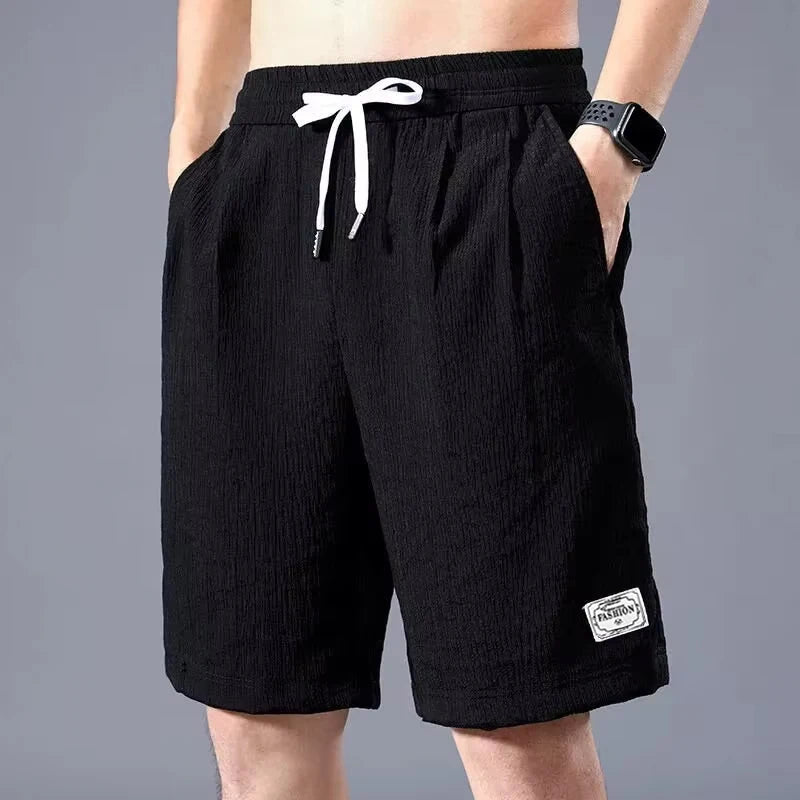 LOR MALE Lce Silk Shorts Men's Thin Sports Cropped Pants Loose Straight Leg Cool Breathable New Fashion Trend Casual XL-XXXL