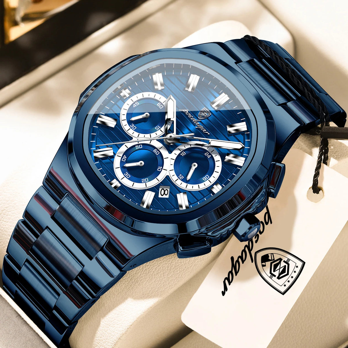 LOR MALE POEDAGAR Top High Quality Man Watch Luminous Waterproof Stainless Steel Men Clock Date Chronograph Quartz Business Men's Watches