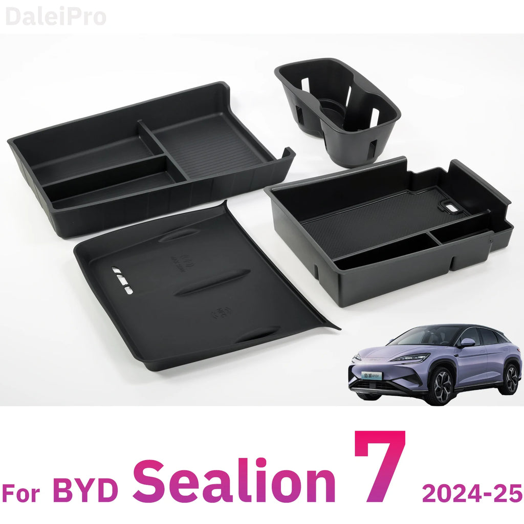 LOR MALE For BYD Sealion 07 2024 2025 Armrest Storage Box Center Console Layered Storage Box Cup Holder Modification Interior Accessories