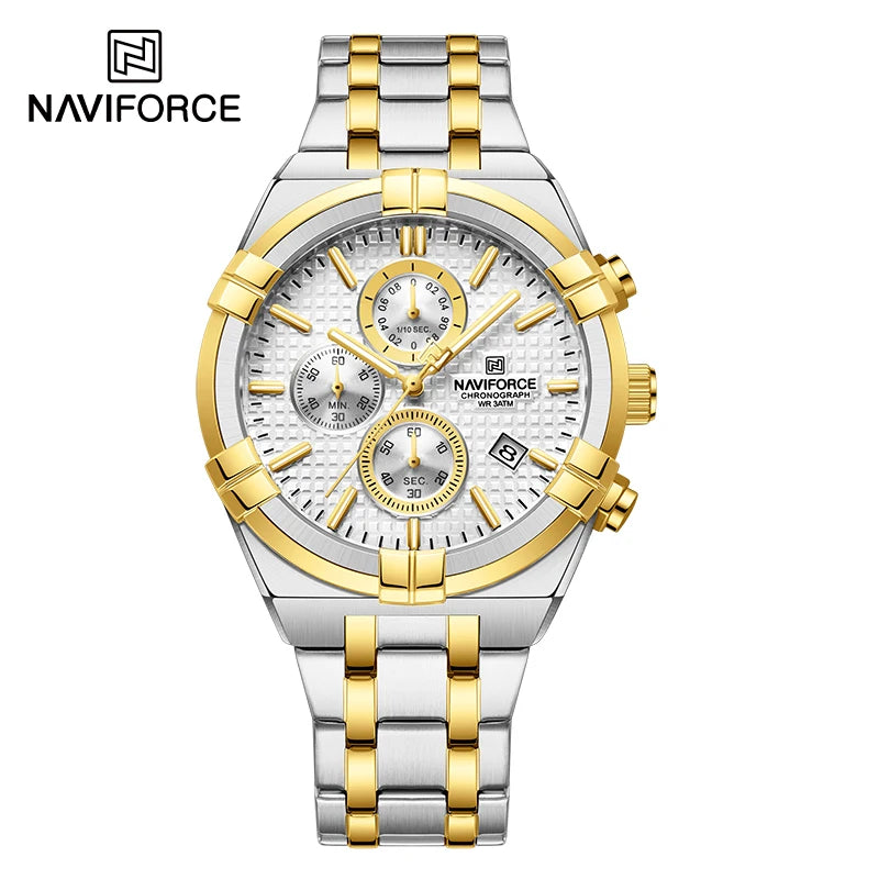 LOR MALE NAVIFORCE Business Men's Quartz Chronograph Elegant Wild Waterproof Date Display Male Wristwatch High Quality Man Watches NF8042