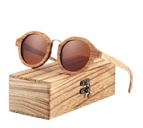 LOR MALE Polarized Sunglasses Wood Round Sun glasses Male Shades Oculos de sol masculino