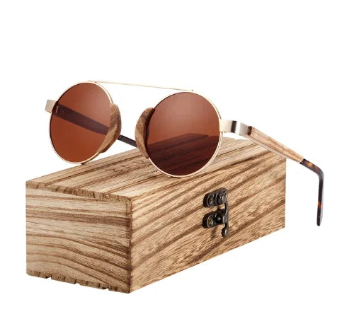 LOR MALE Polarized Sunglasses Wood Round Sun glasses Male Shades Oculos de sol masculino