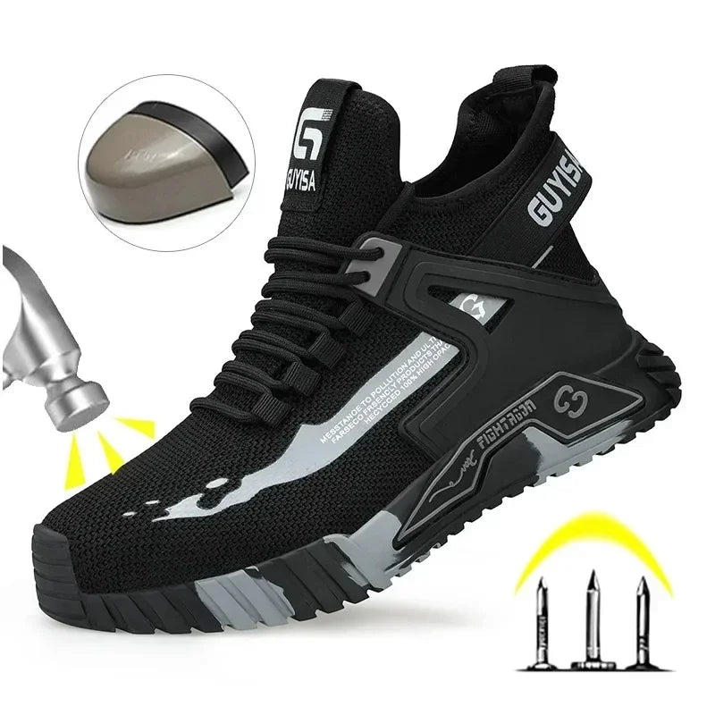 LOR MALE High Top Men's Shoes Steel Toe Work Shoes Men Anti-puncture Safety Shoes Woman Work Safety Boots Man Indestructible Men Boots