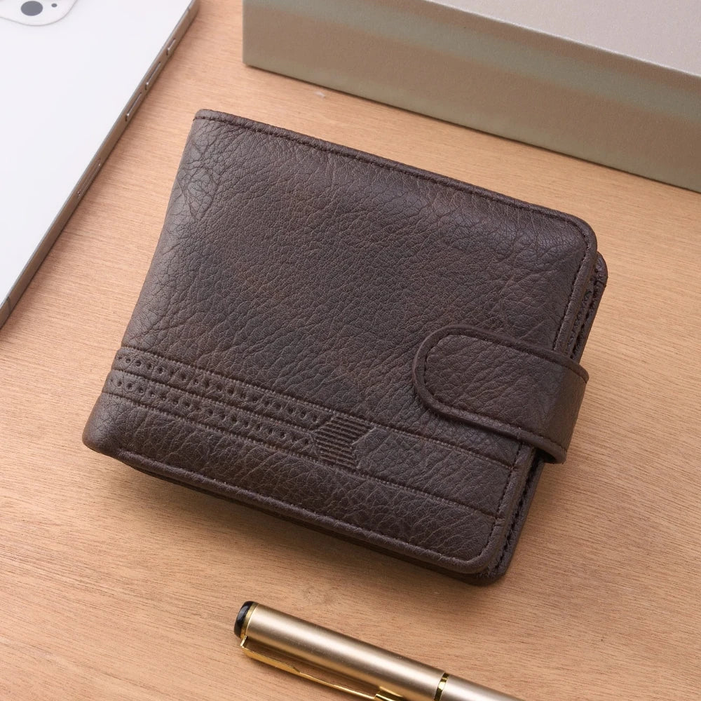 LOR MALE Men Wallets Leather Zipper Purse Man Business Casual Slim Card Horders Quality Male Short Multi-card Wallet Coin Pocket Purse