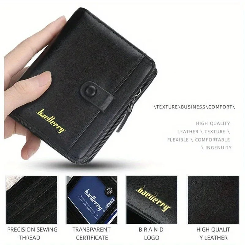 LOR MALE Custom Engrave Name High Quality Man Short Wallets Personalized Name Zipper Coin Pocket Wallet Christmas Father's Day Gift