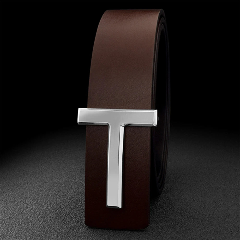 LOR MALE 2025 High Quality 3.8cm Leather Business Men Belt Luxury Brand Designer famous Belts for men Jeans Strap Male Metal Buckle belt