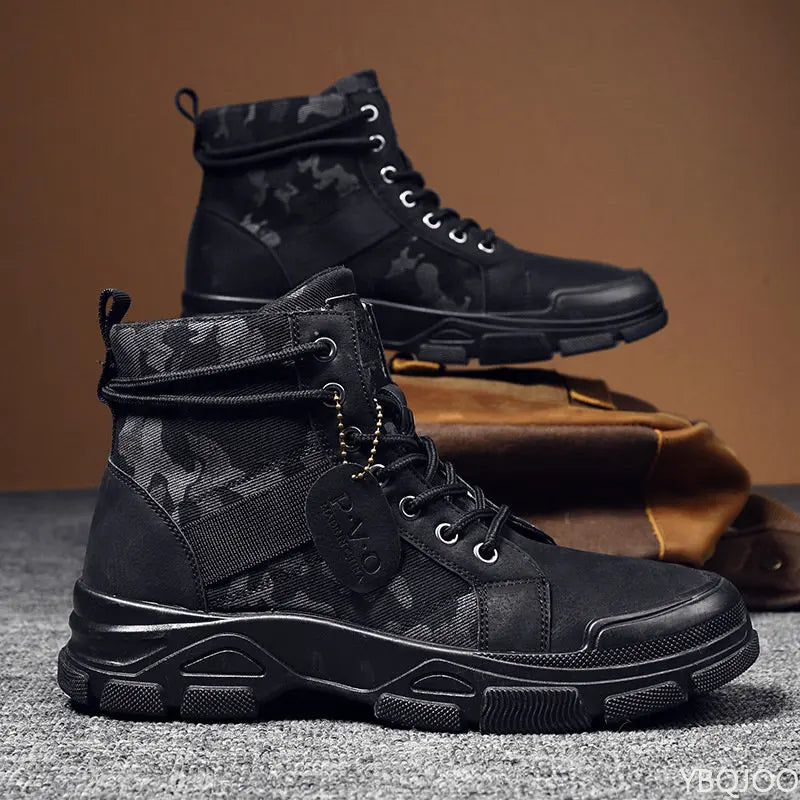LOR MALE Men Boots Casual Outdoor Desert Boots Autumn Fashion Camouflage Lace-up Platform Shoes Man  Botas Masculina Zapatos Hombre